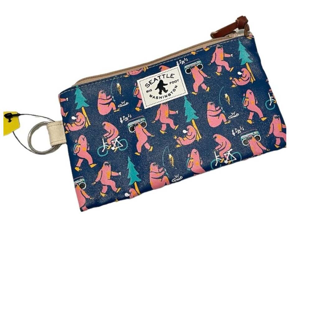 CHALO Seattle bigfoot pink print mini zip pouch sasquatch A1 4720